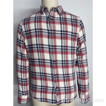 Chemise à flanelle à carreaux rétro pour hommes